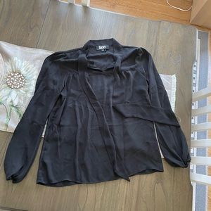 DKNY tie neck blouse in black S
